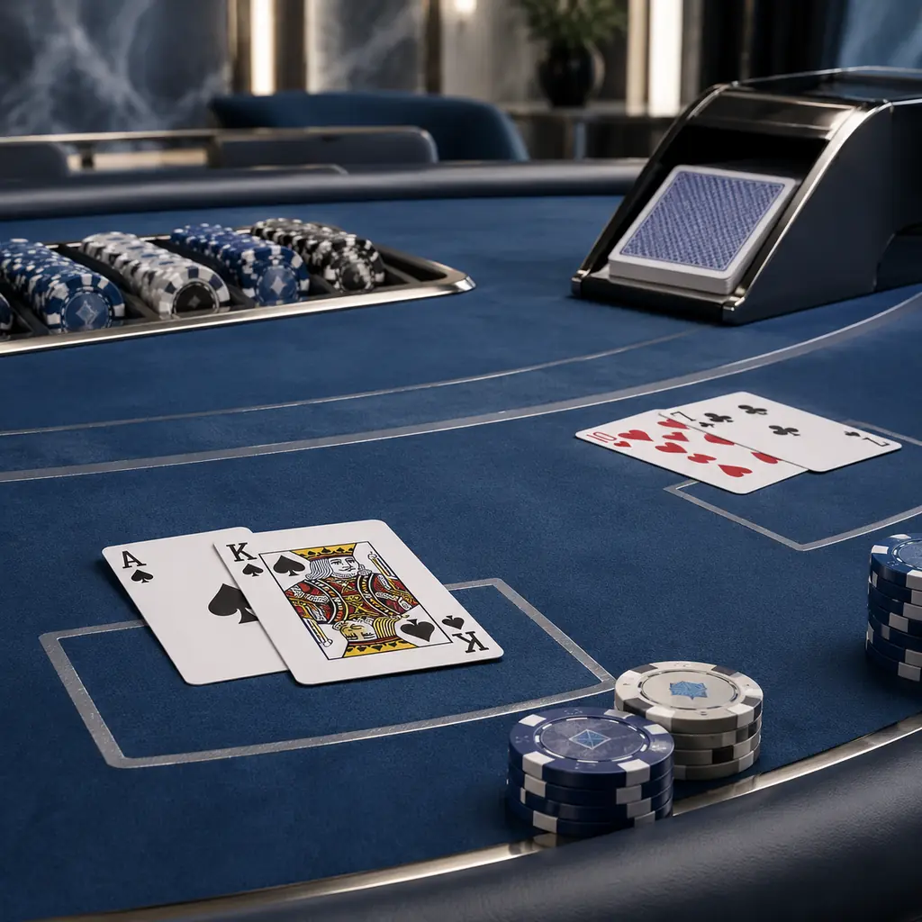 Kartu as dan raja di meja blackjack